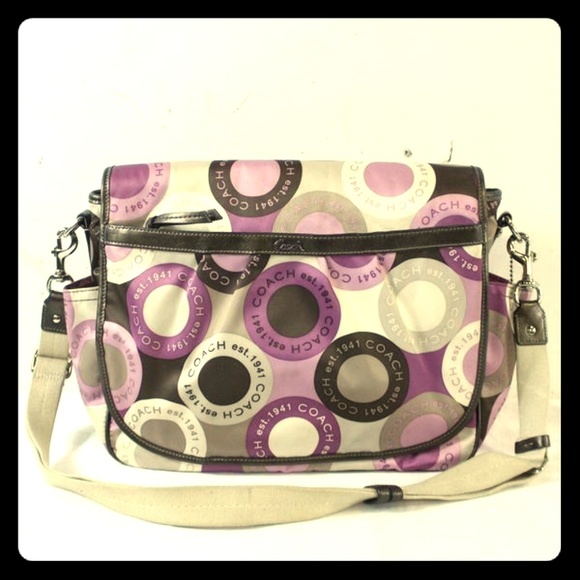 Coach Womens Diaper Bag Purple Brown - Picture 1 of 5